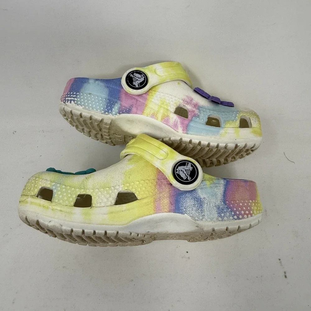 Crocs Unisex Child Classic Clogs Tie Dye Slip On Slides Toddler Kids Size C7